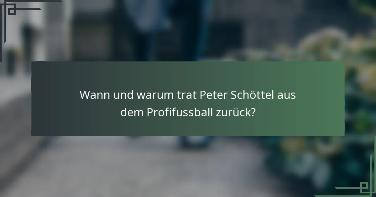 Wann und warum trat Peter Schöttel aus dem Profifussball zurück?