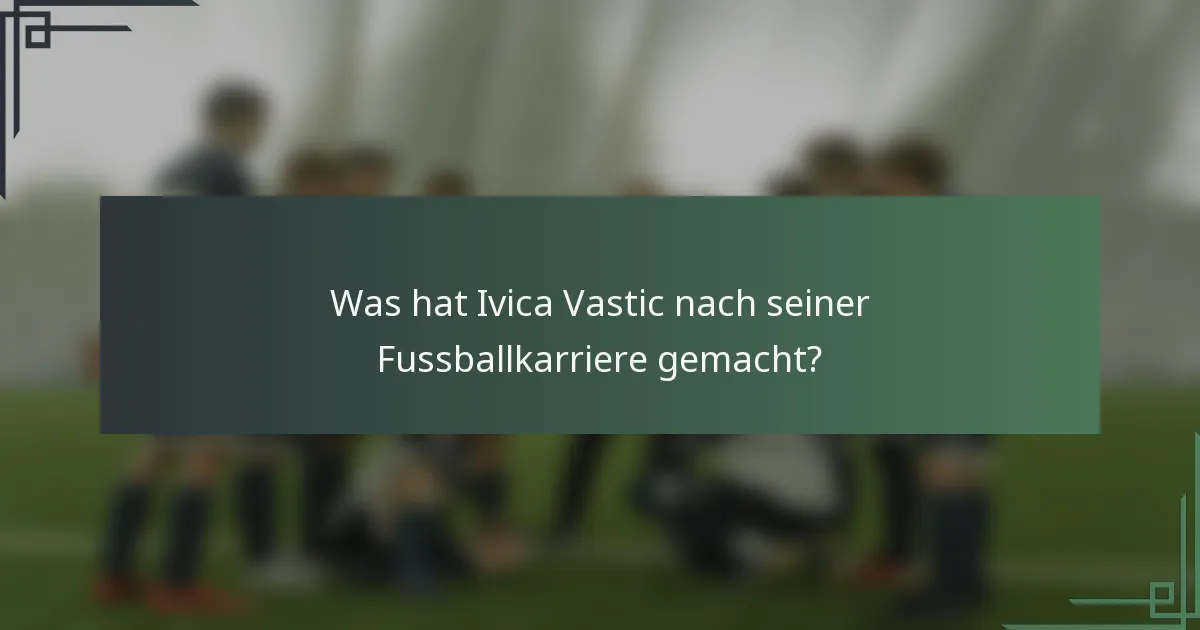 Was hat Ivica Vastic nach seiner Fussballkarriere gemacht?