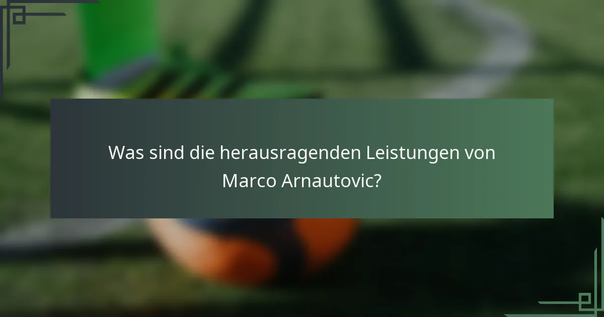 Was sind die herausragenden Leistungen von Marco Arnautovic?