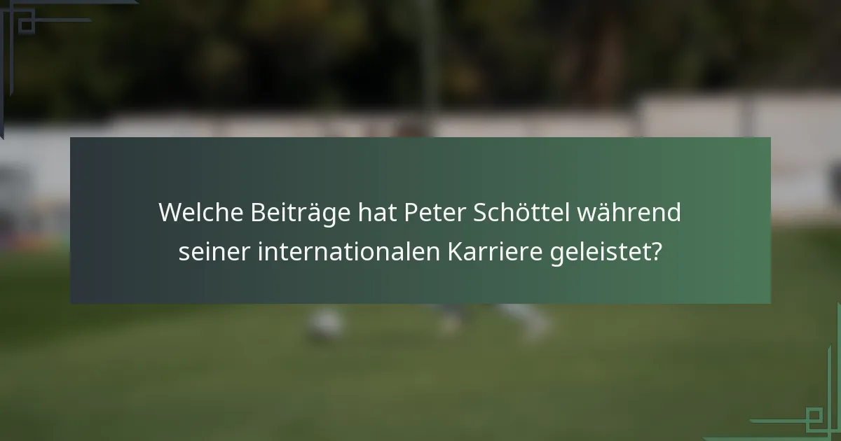 Welche Beiträge hat Peter Schöttel während seiner internationalen Karriere geleistet?