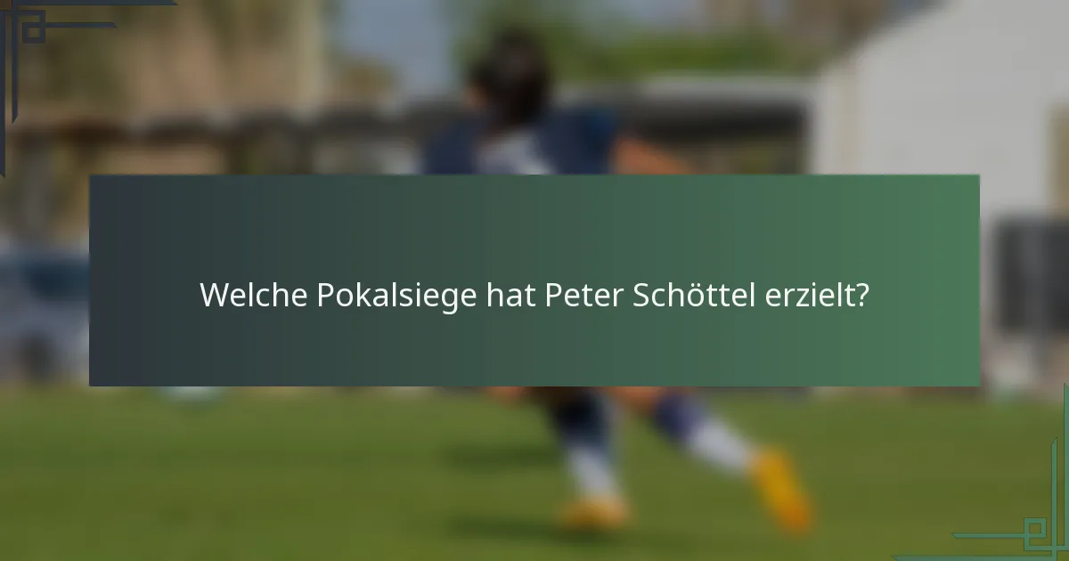 Welche Pokalsiege hat Peter Schöttel erzielt?