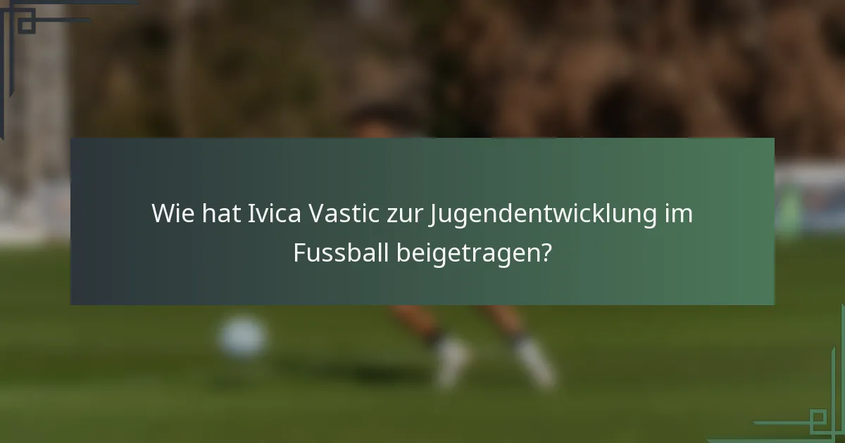 Wie hat Ivica Vastic zur Jugendentwicklung im Fussball beigetragen?