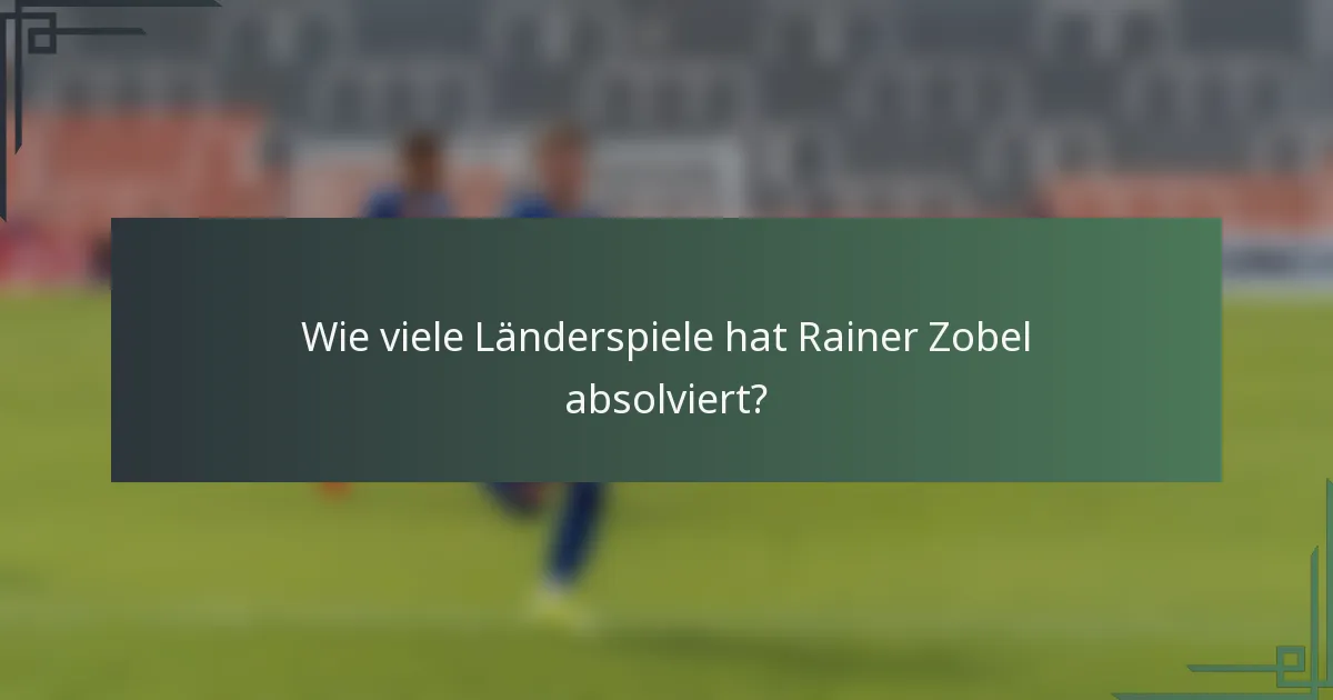 Wie viele Länderspiele hat Rainer Zobel absolviert?